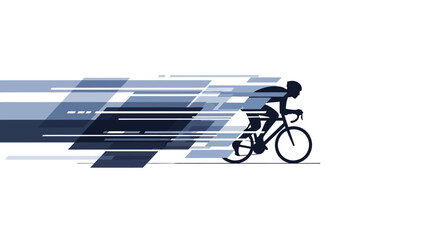 Obraz premium An abstract flat design illustration creatively represents the concepts of speed and motion inherent in cycling and the Tour de France. 
