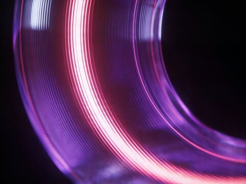 Curved Neon Light Tube with Purple and Pink Glow