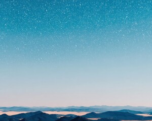 Fototapeta premium A blue starry night sky over mountain hills landscape for astrology background, cosmic themed editorial and spiritual meditation book cover designs