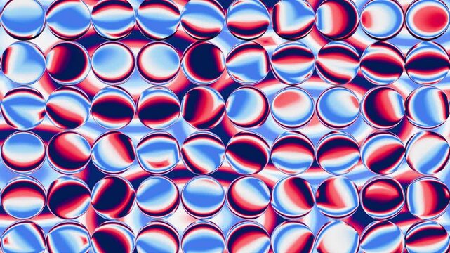 Abstract multicolor background with shiny illuminated glass spheres, psychedelic and hypnotic 4K graphic animation.