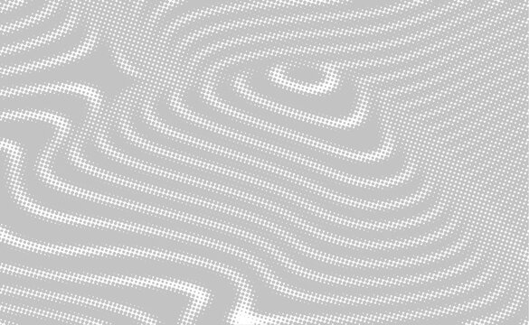 Halftone abstract background, 3D fantasy lines, white gray striped design with dotted pattern.