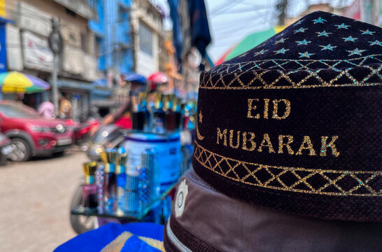 Muslim cap ahead of Eid-ul-Fitr at a street  market 