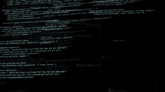 PNG Alpha.Futuristic Mysterious Abstract Computer Code on Dark Screen