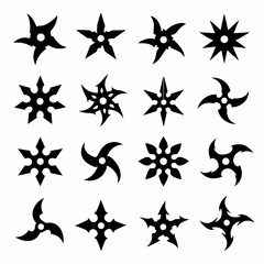 Obraz premium Shuriken Throwing Stars Silhouette