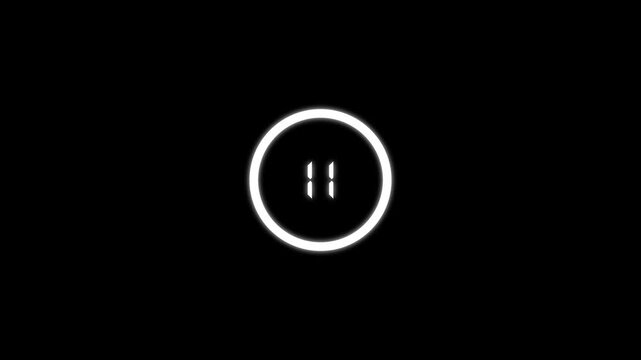 Digital number six animation inside a circle. White digital number six user interface element. Digital number six countdown graphic.