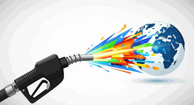Fuel nozzle pumping colorful energy into the Earth.