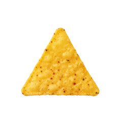 Fototapeta premium Single triangular corn tortilla chip isolated on a transparent background
