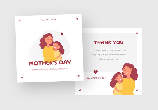 Social Post for Mothers Day Celebration with Vector Illustration