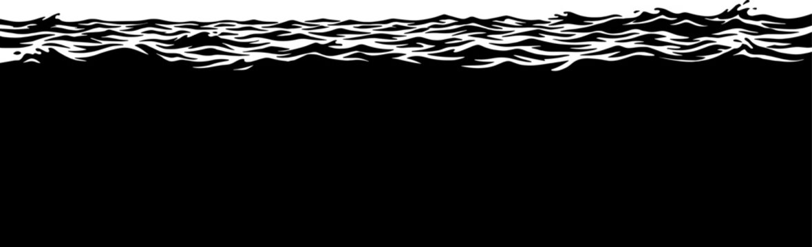 Ocean water waves surface silhouette border
