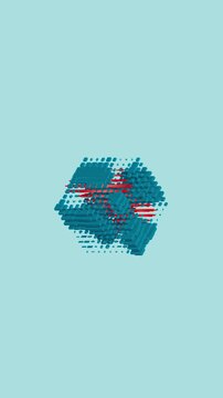 Geometric 3D cluster of teal blocks with red highlights floating in a clean minimalist space representing modularity and system growth