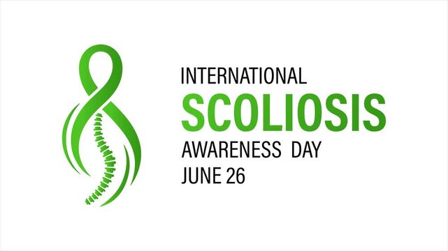 Clean and modern vector animation highlighting scoliosis awareness with posture and spinal health theme.  Perfect for orthopedic education.