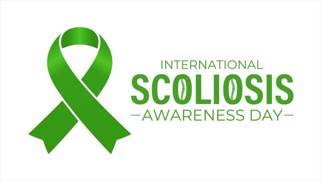 Clean and modern vector animation highlighting scoliosis awareness with posture and spinal health theme.  Perfect for orthopedic education.