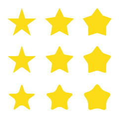 Obraz premium Vector Stars Pentagram 5 pointed with various curvatures