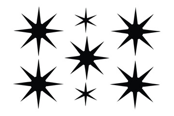 Obraz premium star shapes collection silhouette line art vector illustration