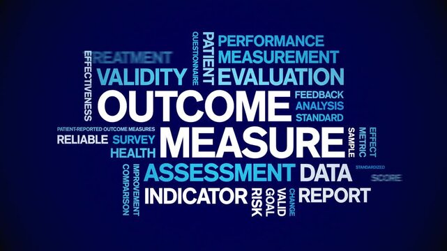 Outcome Measure animated word cloud-text design animation tag kinetic typography seamless loop.