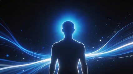 Fototapeta premium Silhouette of a person with glowing aura