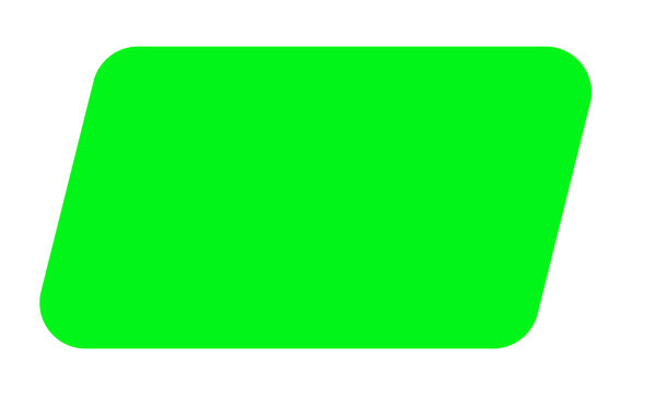 Tilted rectangle shape with slanted top and bottom, dynamic green icon for modern infographics or creative UI.