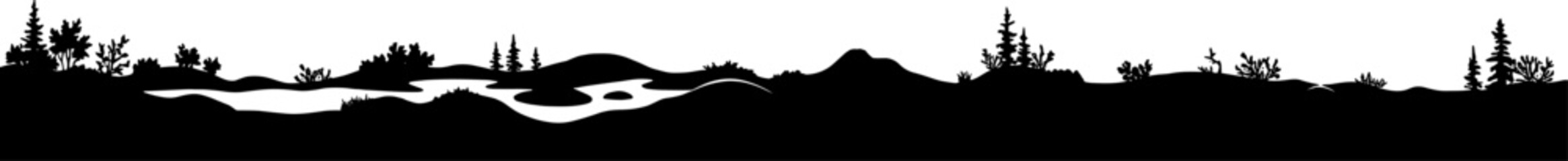 Obraz premium Sparse vegetation and trees on low horizon silhouette