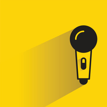 mic icon with drop shadow on yellow background