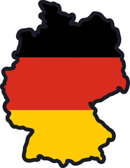 Obraz premium The map of Germany is illustrated with its national flag colors.