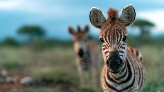 A close-up shot of a young zebra foal that showcases its striking stripes and innocence, embodying nature's beauty, wildlife, and the importance of conservation.