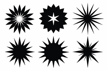 Obraz premium set of bursting star shapes silhouette line art vector illustration