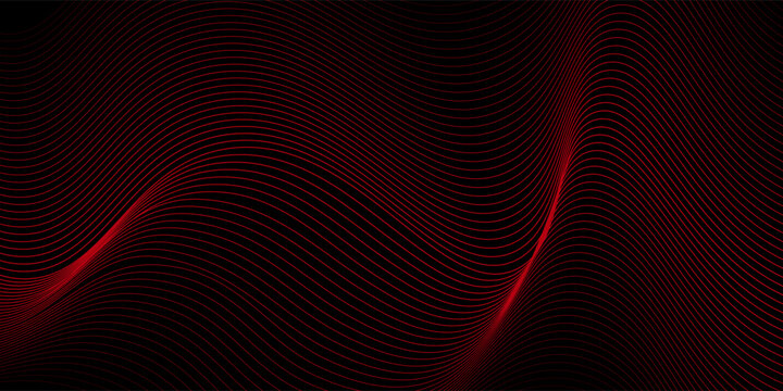3D red lines techno abstract background overlap layer on dark space with waves effect decoration. trendy