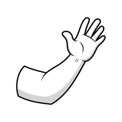 Obraz premium Cartoon arm waving with an open palm gesture.