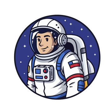 Cartoon Astronaut Mascot Featuring Chilean Flag Patch Design.