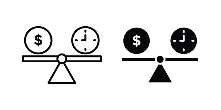 Time and money scale icon element for design. Vector symbols