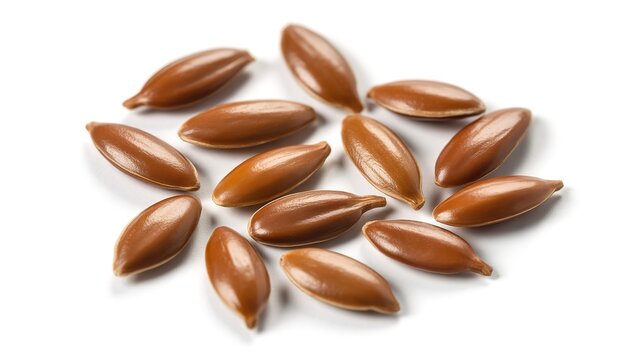 Brown Flax Seeds Isolated on White Background Organic Linseed Superfood for Healthy Diet and Vegan Nutrition