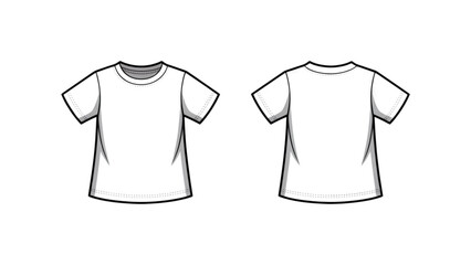 Naklejka premium Black and white line drawing of two stylish t-shirts with collar and sleeves design Vector