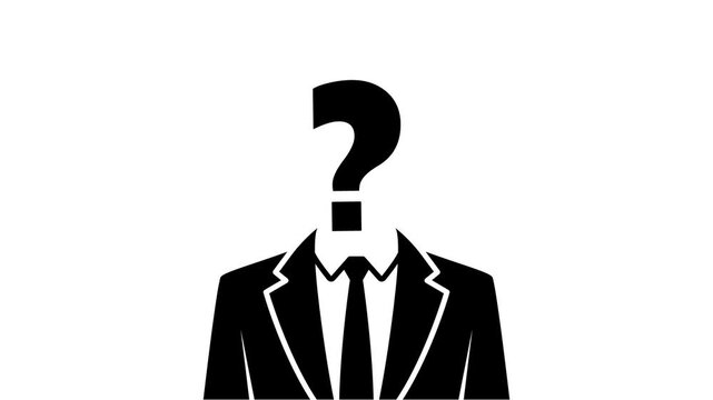 Animation of question mark with transparent background. Alpha channel. People Are Thinking Animation. 4k