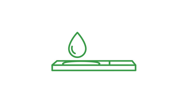 Medical Test Strip with Droplet Icon, Diagnostic Kit Line Art