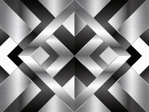 Minimalist brushed metal geometric pattern with futuristic silver chrome texture