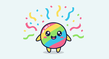 Fototapeta premium Colorful cartoon character celebrating happy moment.