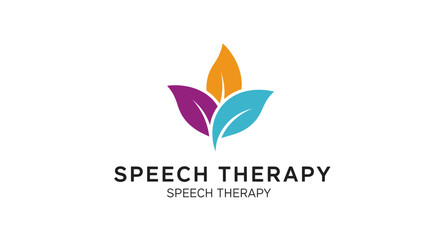Fototapeta premium Speech Therapy Logo with Colorful Leaves - Communication Support