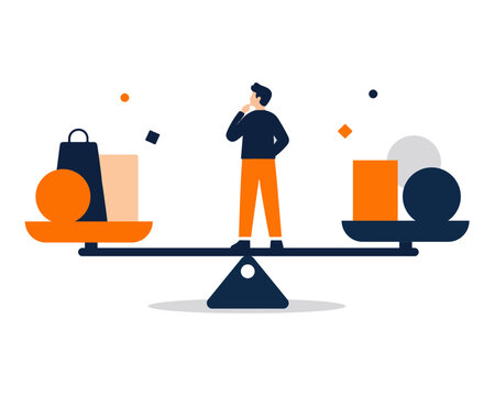 Smart Spending Decision Balance Concept