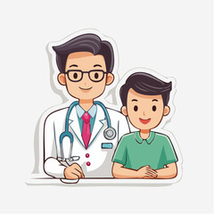 Fototapeta premium Doctor and Patient Cartoon Illustration