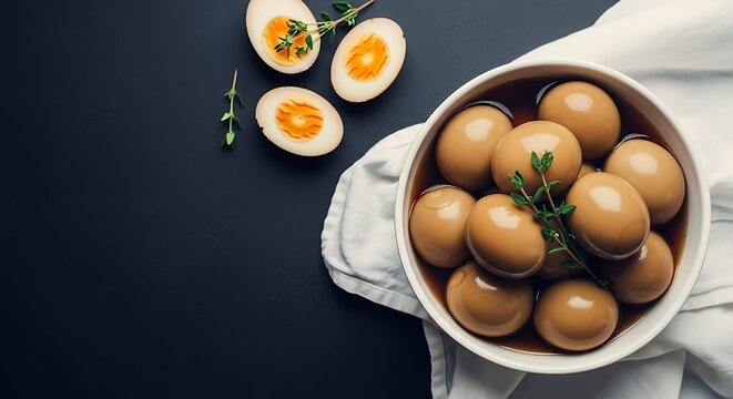 Delicious marinated eggs a tasty food platter for appetizers and snacking