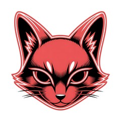 Cute Red Neon Cat Cartoon Illustration vector © Dawud