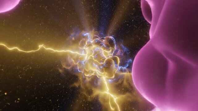 Abstract Glowing Energy Explosion Bursting in Space with Electricity and Cosmic Rays