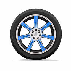 Obraz premium Car Wheel with Blue Spokes