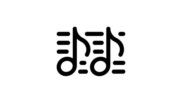 Black music note icon with two eighth notes and two quarter notes Vector