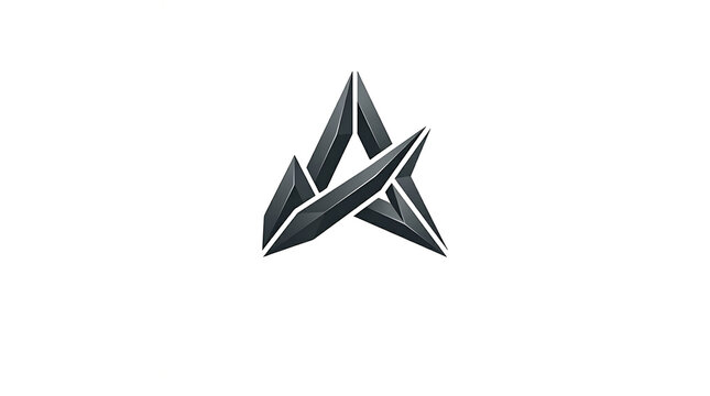 Dynamic 3D Black and Grey Abstract Letter A Icon