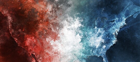 Naklejka premium America map with blue and red color. Symbol of two party rivalry. Generative AI technology. 