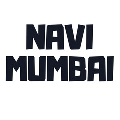 Fototapeta premium Navi Mumbai bold dark navy block font distressed grunge typography on white background, Maharashtra, India