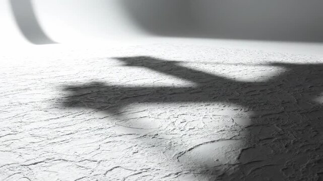 Dramatic shadow of a Christian cross cast on a textured white surface with dramatic lighting