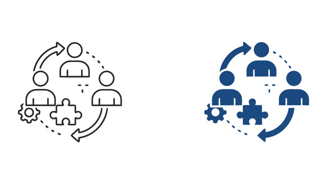 Circular group communication and team feedback loop vector icon illustration