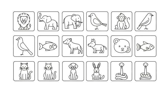 Collection of various animal icons.